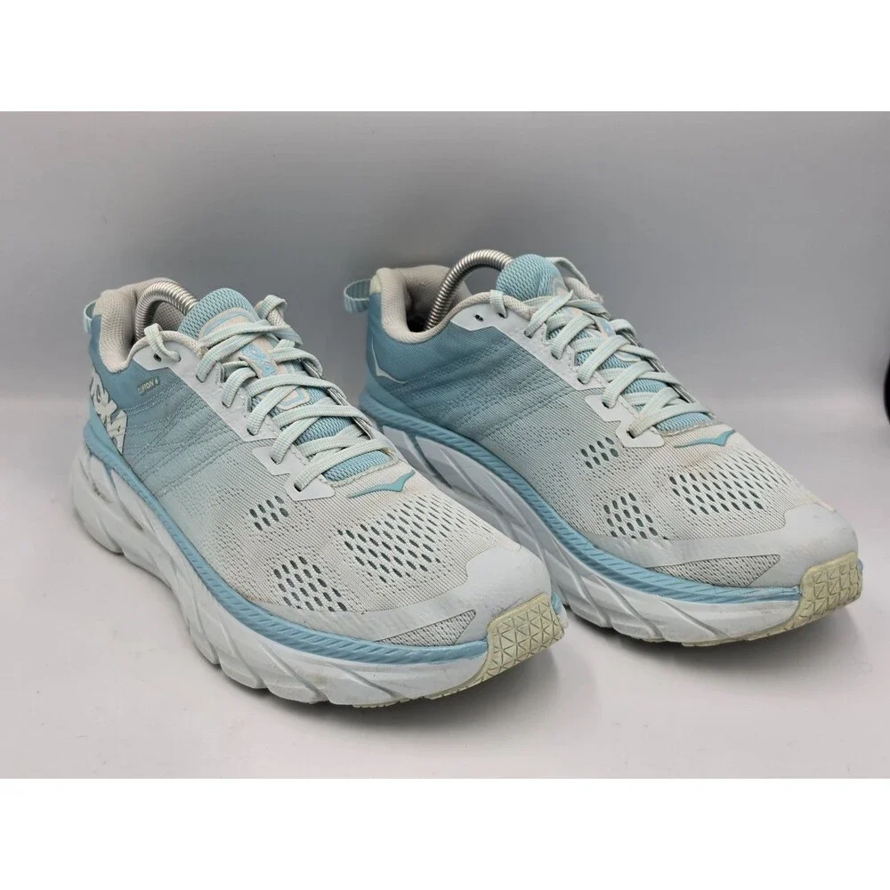 Hoka One One Clifton 6 W Women's Size 9.5 Running Walking Shoes Light Blue White
